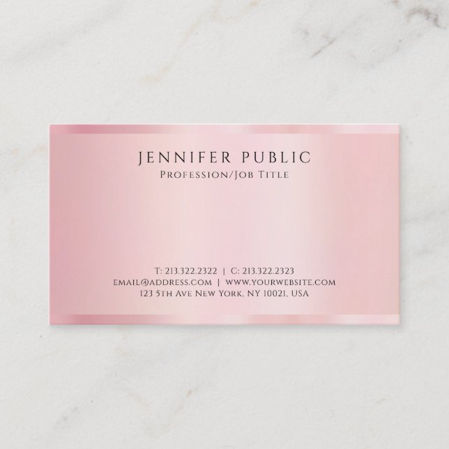 Create Your Own Rose Gold Professional Luxury Visitenkarte (Vorderseite)