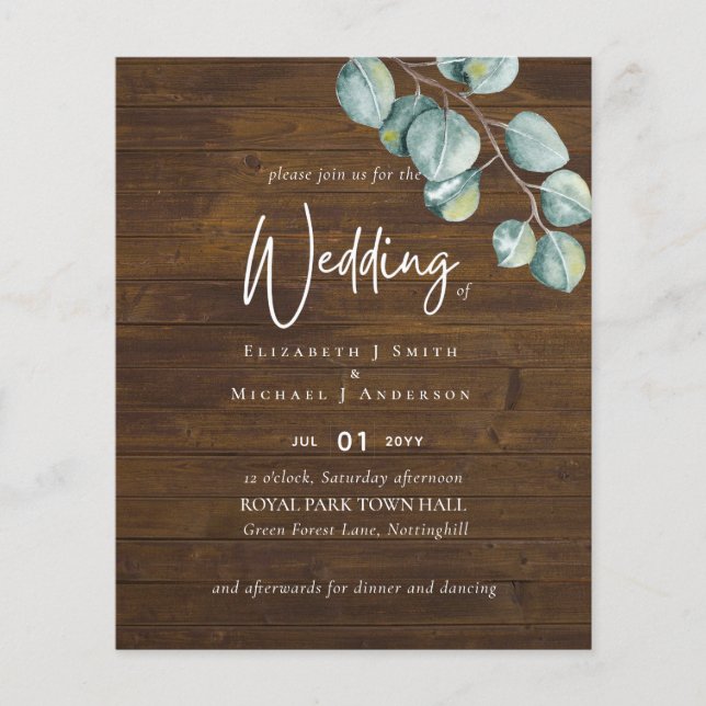 Create Your Own RUSTIC Eucalyptus Wedding Flyer (Vorne)