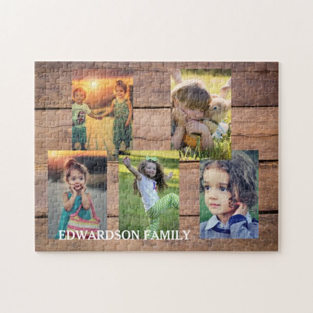 Create your own rustic wood family photo collage (Horizontal)