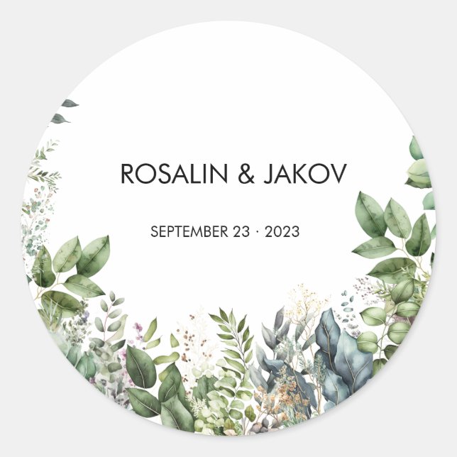 Create Your Own wedding eucalyptus Runder Aufkleber (Vorderseite)