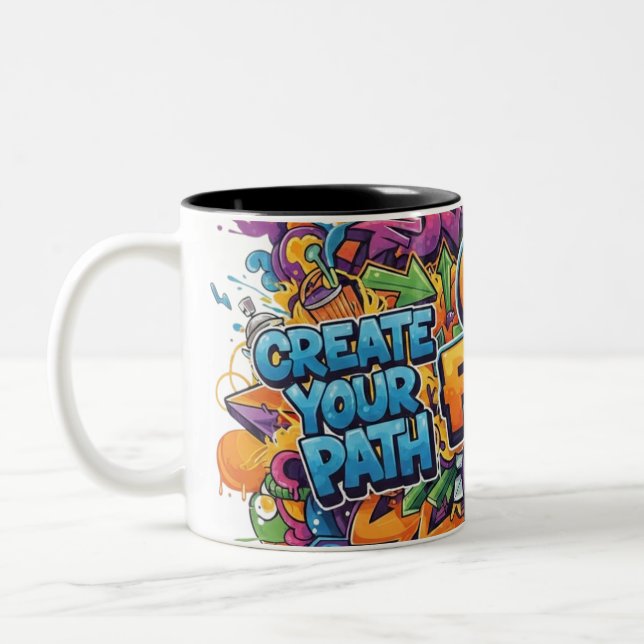 ​"Create Your Path" Graffiti Mug Zweifarbige Tasse (Links)