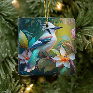 Created Aquamarin Winged Jay Keramikornament