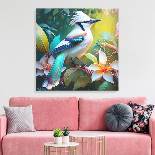 Created Aquamarin Winged Jay Leinwanddruck (Insitu (Wohnzimmer))