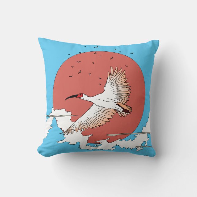 Created Ibis in Flight Kissen (Vorderseite)