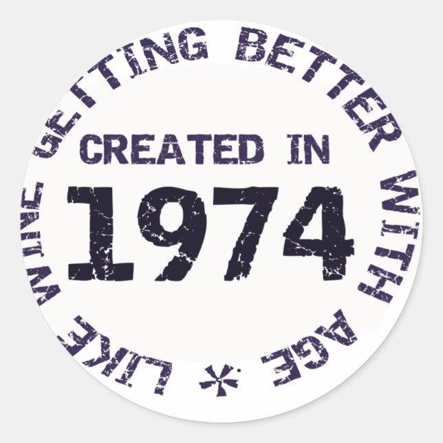 Created in 1974 runder aufkleber (Vorderseite)