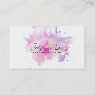 créateur de contenu aquarelle violet carte de visi