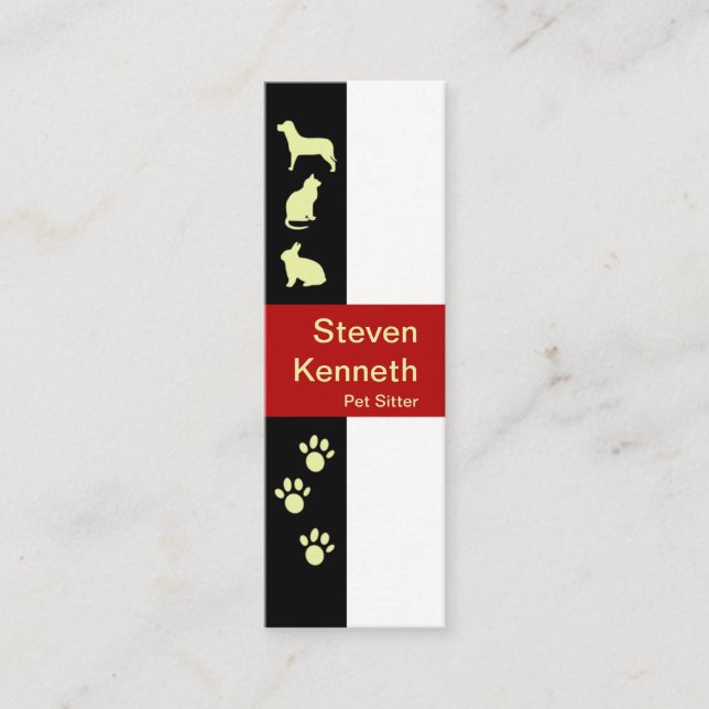 Creative Animal and Paws Motif Pet Sitter Mini Visitenkarte (Vorderseite)