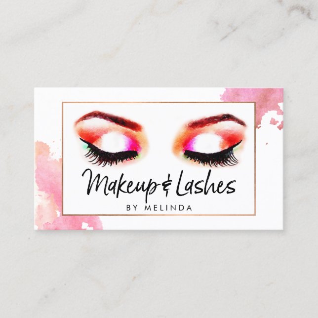 Creative Aquarellaugen Makeup/Lashes Visitenkarte (Vorderseite)