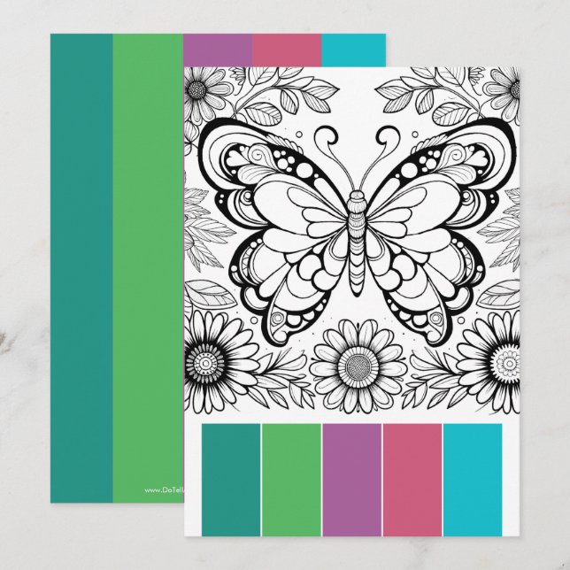 Creative Art Therapy Cards Butterfly Coloring Einladung (Vorne/Hinten)