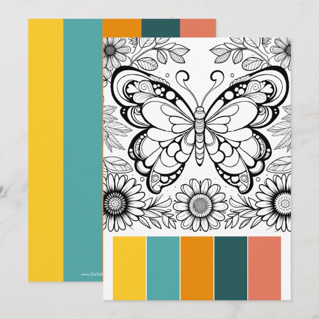 Creative Art Therapy Cards Butterfly Coloring Einladung (Vorne/Hinten)