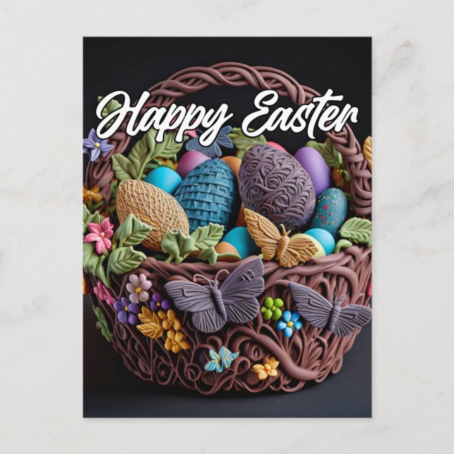 Creative Basket Of Easter Eggs Postkarte (Vorderseite)