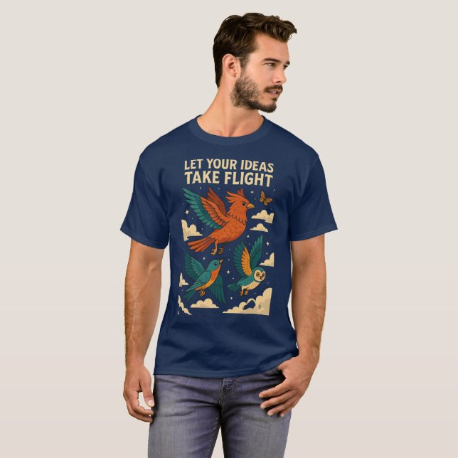 Creative Birds Poster T-Shirt (Vorne ganz)