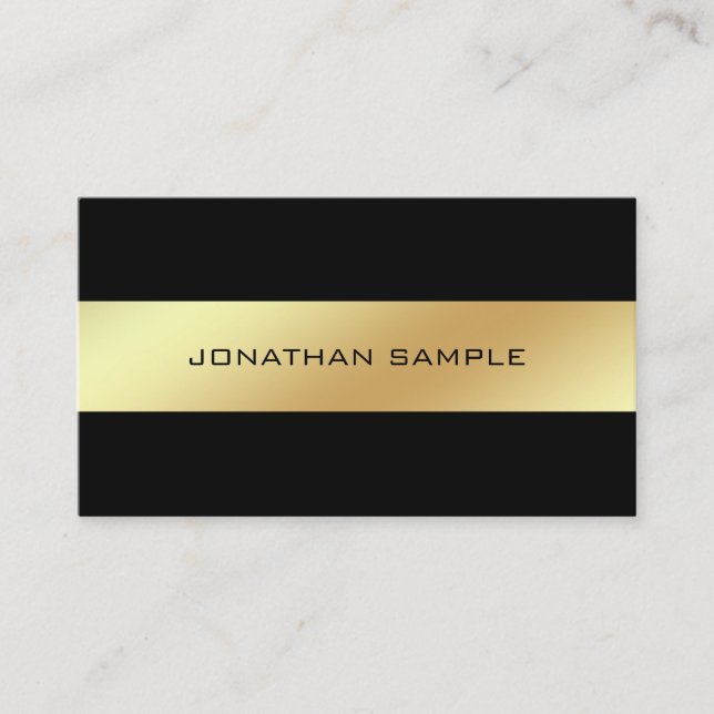 Creative Black and Gold Sleek Glamour Schlicht Visitenkarte (Vorderseite)