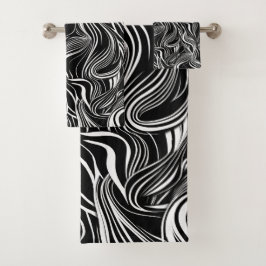 Creative Black and White Seamless Abstrakt Badhandtuch Set