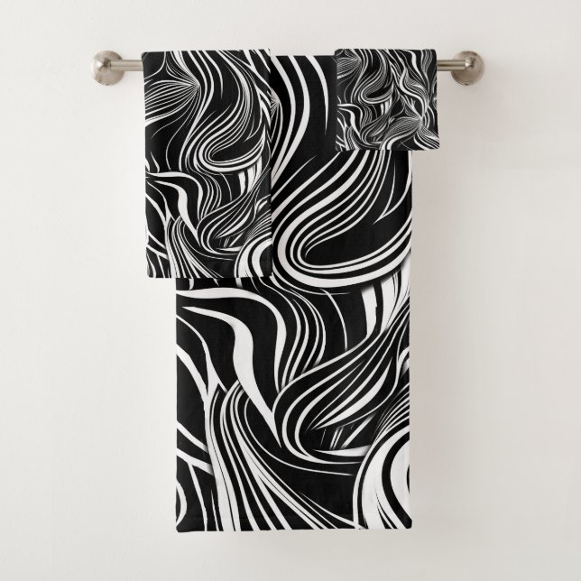 Creative Black and White Seamless Abstrakt Badhandtuch Set (Insitu)