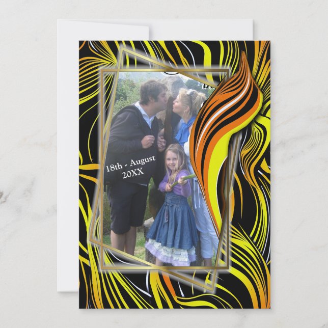 Creative Black, Orange & White Seamless Abstrakt Einladung (Vorderseite)