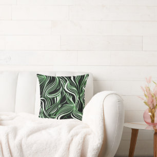 Creative Black, White & Green Nahtlos Abstrakt Kissen