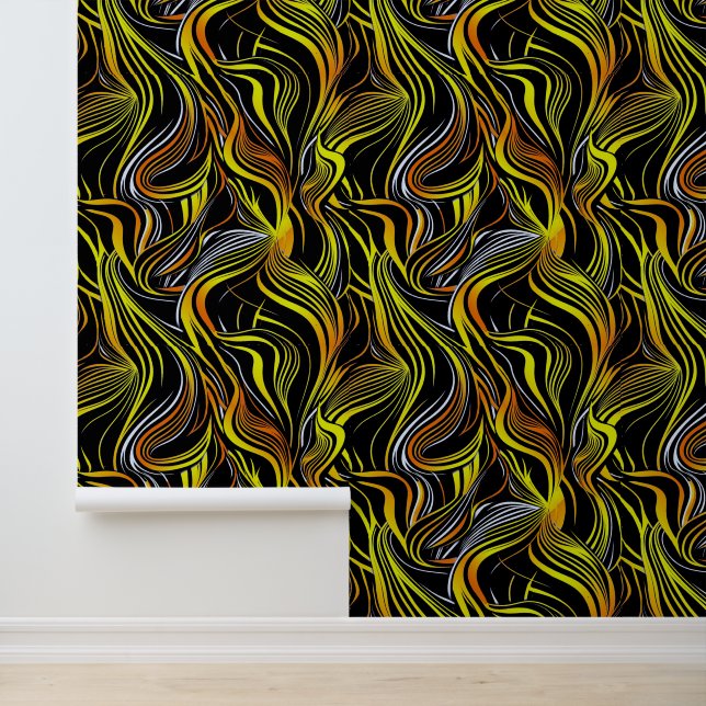 Creative Black, Yellow & Orange Nahtlos Abstrakt Tapete (Anwendung)