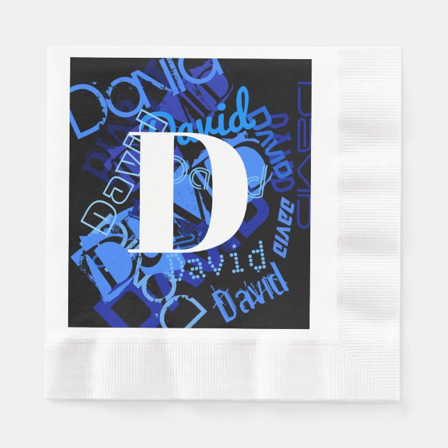 Creative Blue Monogram Serviette (Vorderseite)