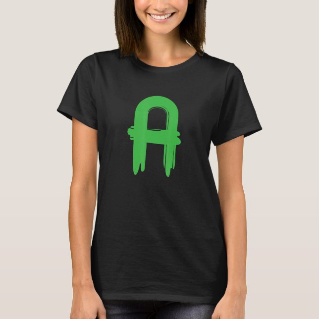 Creative Bold Green Letter A - Design Alphabet - M T-Shirt (Vorderseite)