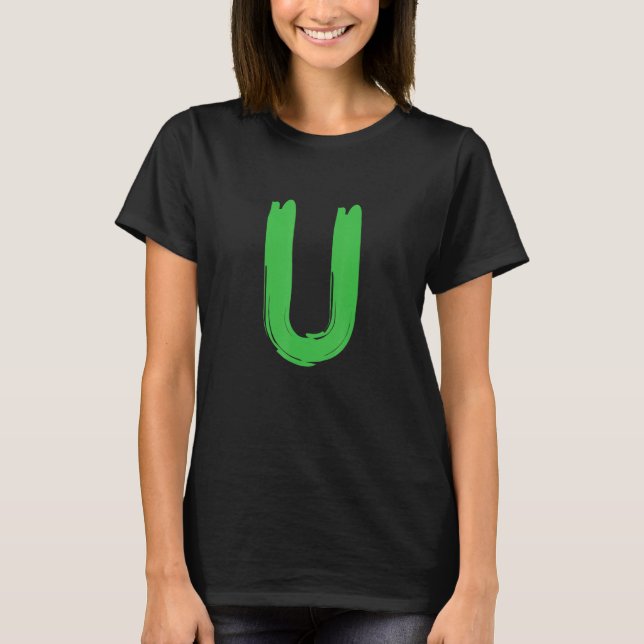 Creative Bold Green Letter U - Design Alphabet - M T-Shirt (Vorderseite)