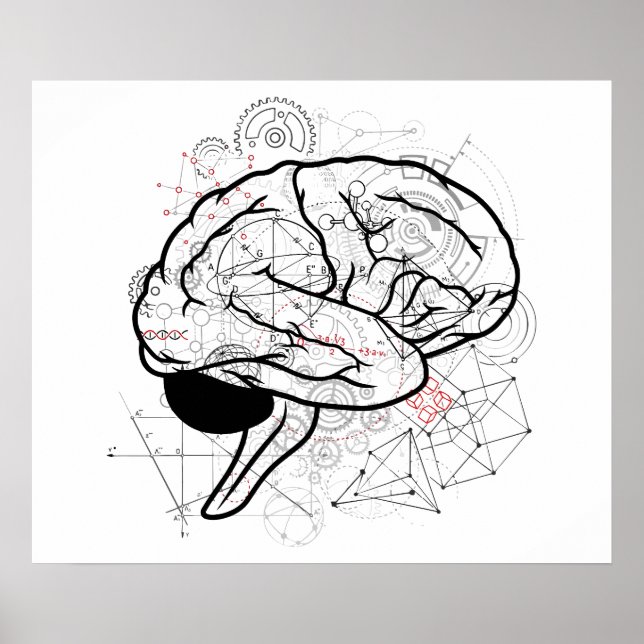 Creative Brain Artwork mit Science Theme Poster (Vorne)