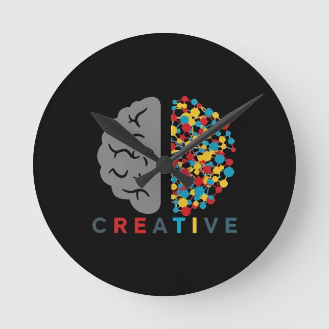 Creative Brain Colorful Thought Network Runde Wanduhr (Vorderseite)