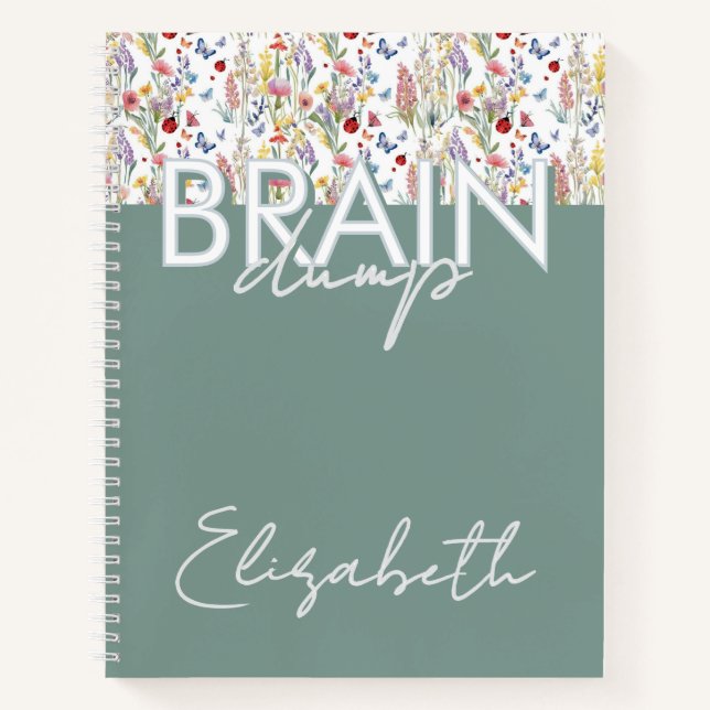Creative Brain Dump Mindset Organizer Floral sage  Notizbuch (Vorderseite)