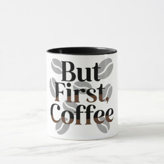 Creative "But First, Coffee" Typography Mug Tasse