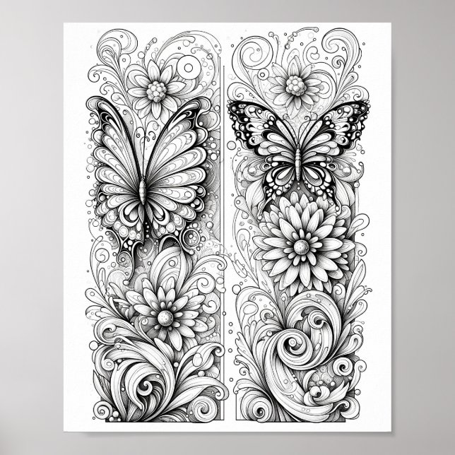 Creative Butterfly Color Page 8x10 Poster (Vorne)
