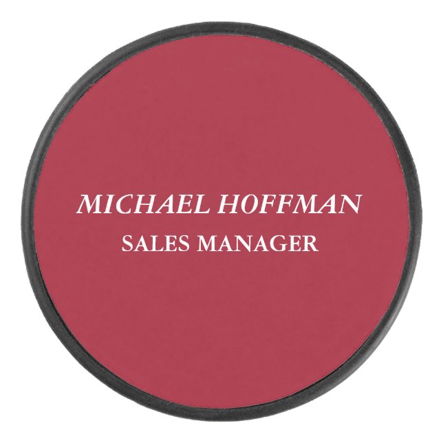 Creative Carmine Red Minimalistisch Classical Ital Eishockey Puck (Vorderseite)