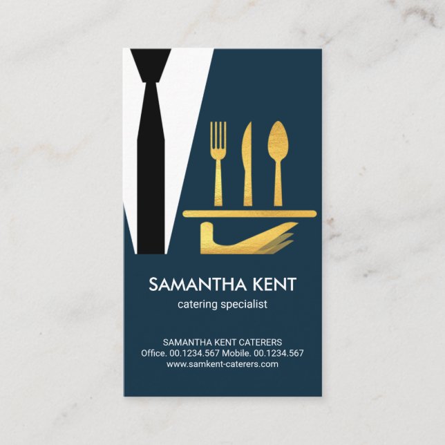 Creative Caterer Tuxedo für die Goldschmiede Visitenkarte (Vorderseite)