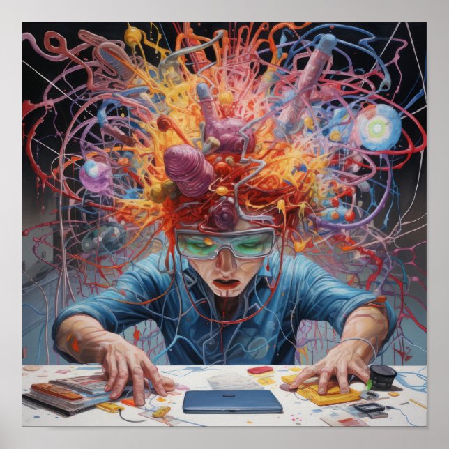 Creative Chaos - farbenfroh-braunes Poster (Vorne)