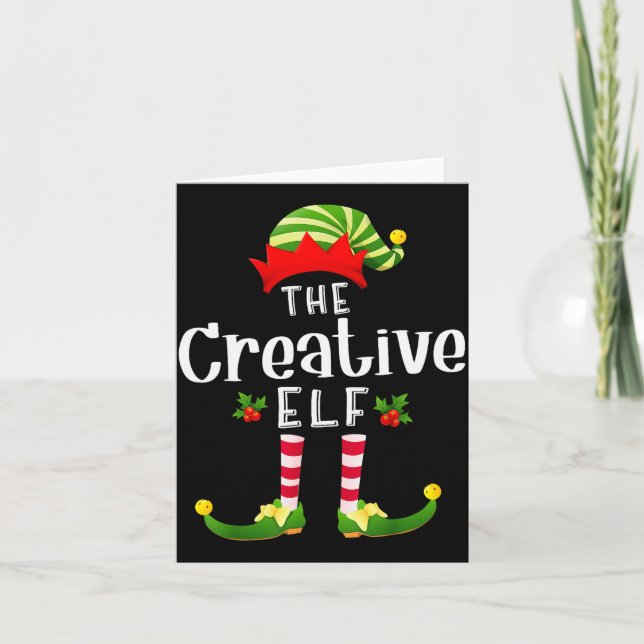 Creative Christmas Elf Matching Pajama X-mas Party Karte (Vorderseite)