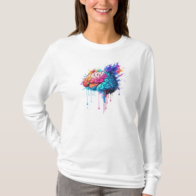Creative Colorful Brain Splash Artwork T-Shirt (Vorderseite)