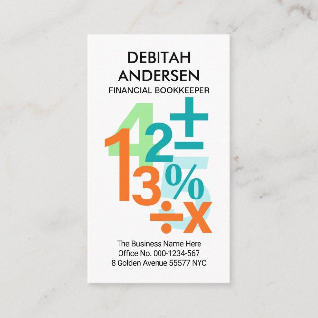 Creative Colorful Finance Numbers Visitenkarte (Vorderseite)