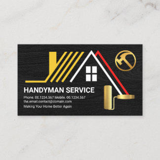 Creative Dachdecke auf Black Wood Handyman Builder Visitenkarte