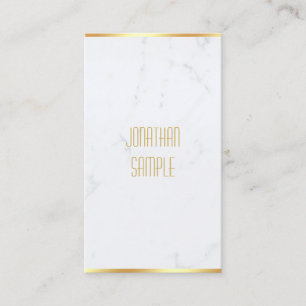 Creative Elegant White Marble Gold Name Modern Visitenkarte