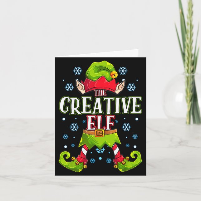 Creative Elf Matching Family Group Christmas Party Karte (Vorderseite)