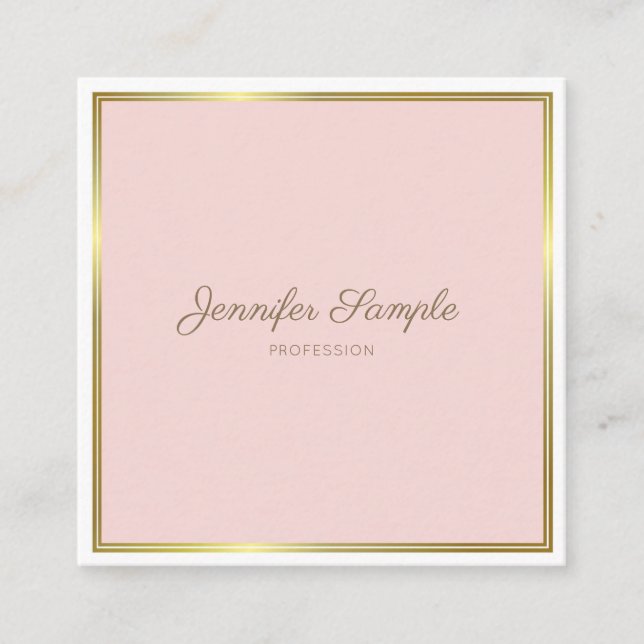 Creative Gold Blush Pink Handschrift Schriftart Te Quadratische Visitenkarte (Vorderseite)