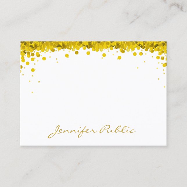 Creative Gold Confetti Handschrift Text Template Visitenkarte (Vorderseite)