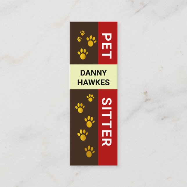 Creative Gold Doggy Paw druckt Pet Sitter Mini Visitenkarte (Vorderseite)