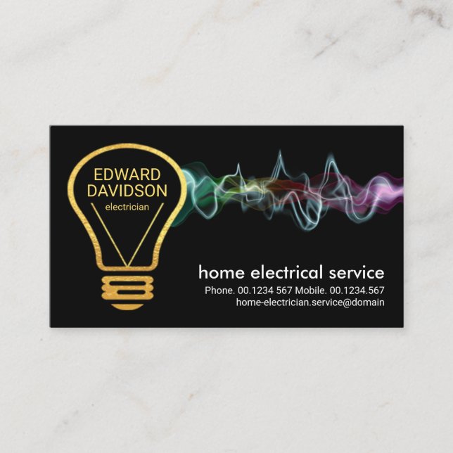 Creative Gold Electrician Bulb Electrical Service Visitenkarte (Vorderseite)