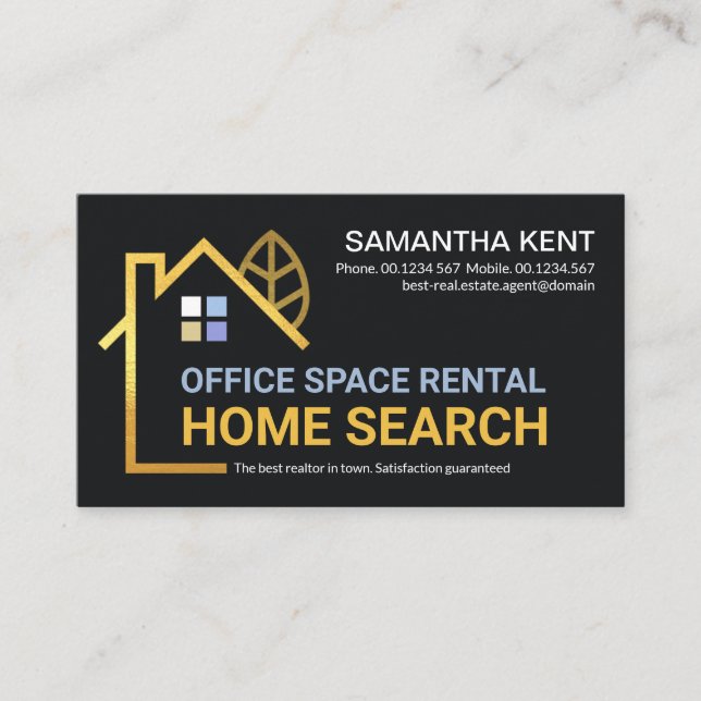 Creative Gold Gebäude Zuhause Landscape Realtor Visitenkarte (Vorderseite)