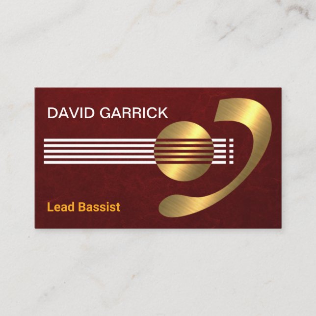 Creative Gold Guitar Bassist Visitenkarte (Vorderseite)