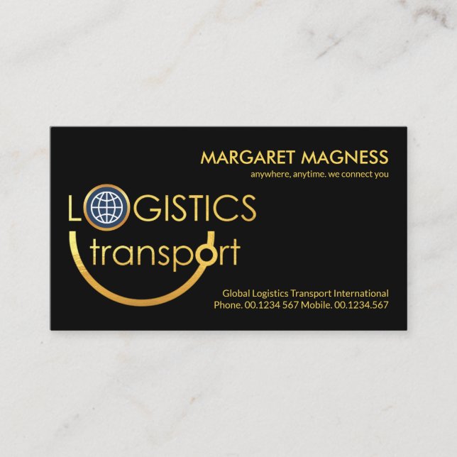 Creative Gold Logistics Transport Signature Startu Visitenkarte (Vorderseite)