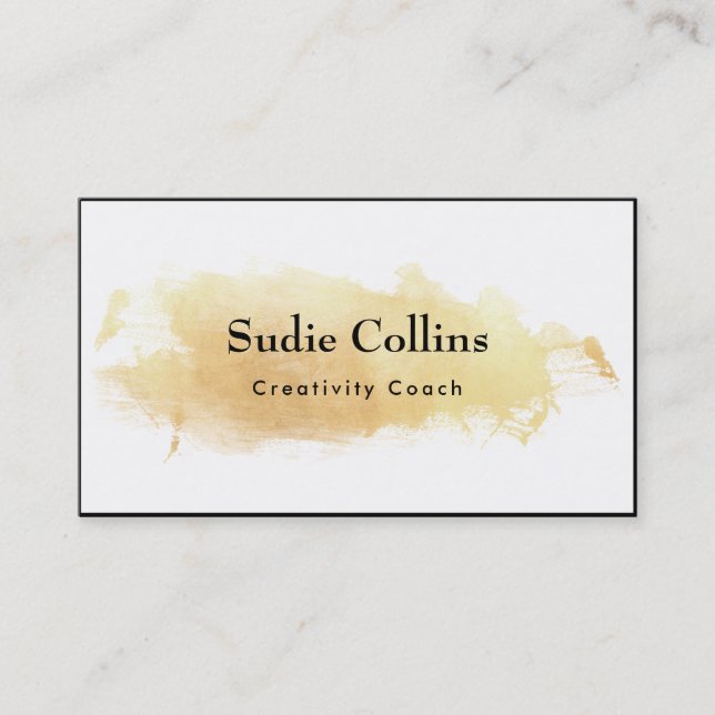 Creative Gold Watercolor Pinselstrich Schwarze Kon Visitenkarte (Vorderseite)