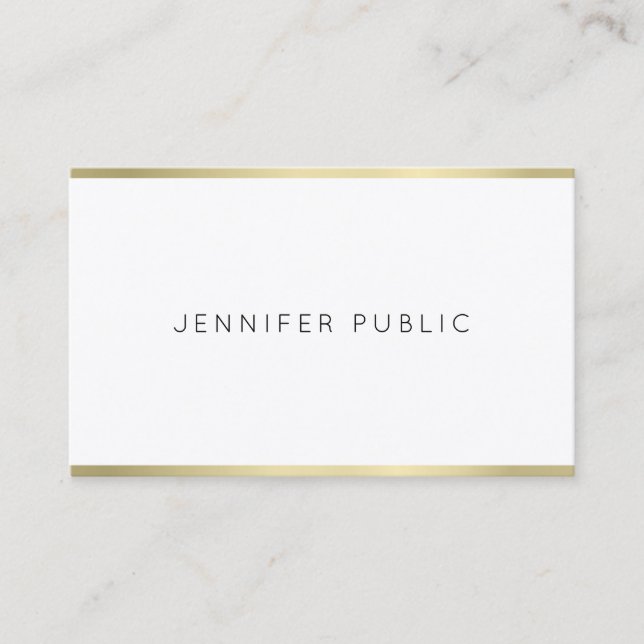 Creative Gold White Clean Design Beruflich Top Visitenkarte (Vorderseite)