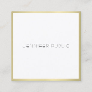 Creative Gold White Modern Simple Template Elegant Quadratische Visitenkarte