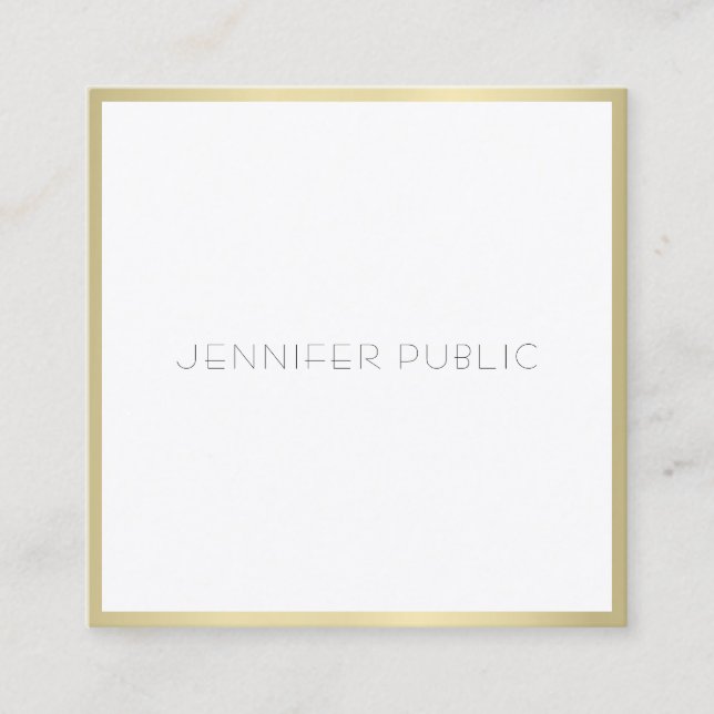 Creative Gold White Modern Simple Template Elegant Quadratische Visitenkarte (Vorderseite)